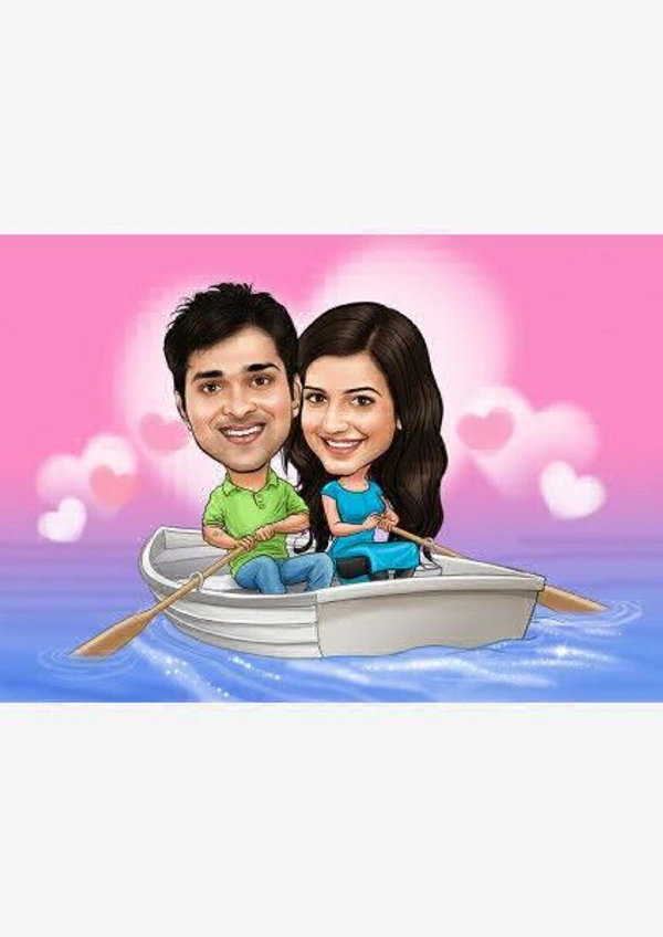 Couple Cartoon Photo Frame - Black, 6 x 8 inch