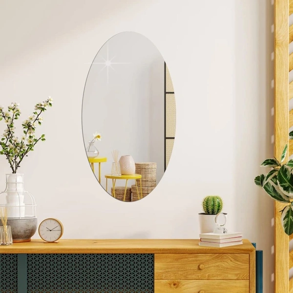 Self Adhesive Plastic Oval Mirror 