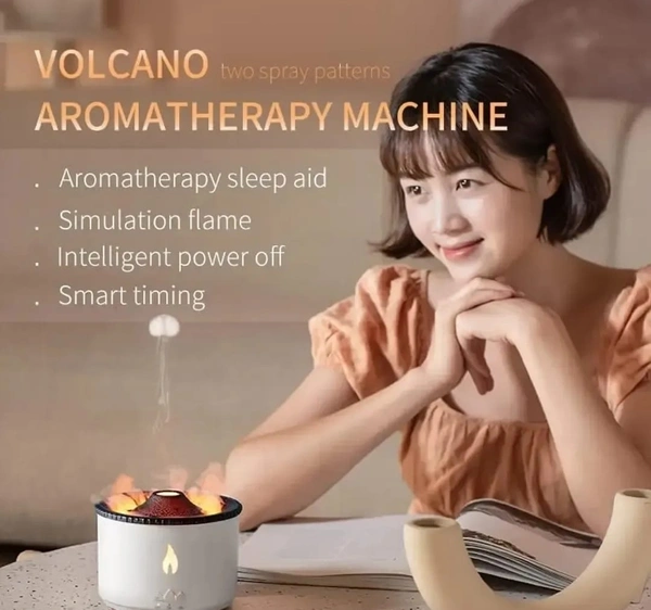 Aromatherapy Humidifier Oil Diffuser/Humidifier, 2Mist Mosdes : Flame And Volcano For Home, Bedroom, Large Room.