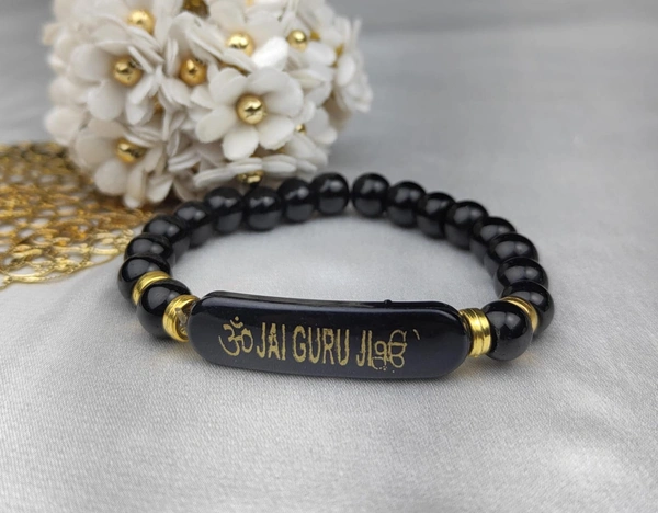 Jai Guruji Bracelet  - Black, Free Size