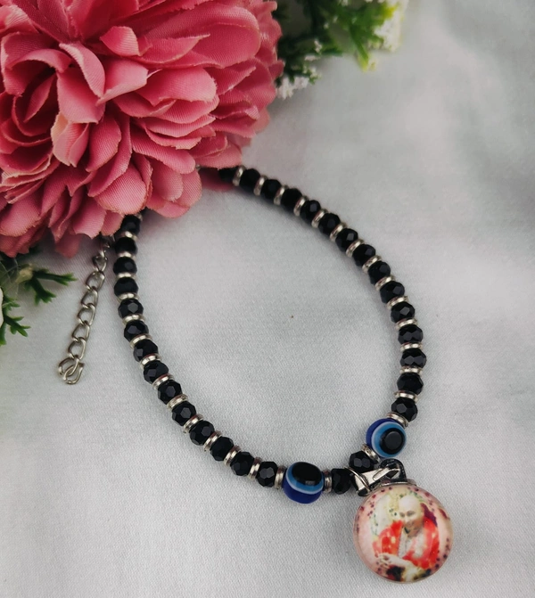 Jai Guruji Evil Eye Bracelet  - Black, Free Size