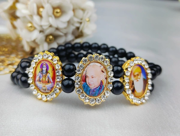 Jai Guruji Bracelet - Black, Free Size
