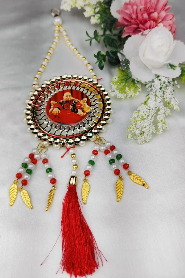 Jai Guruji Car Hanging  - Red