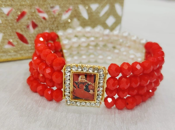 Jai Guruji Bracelet  - Red, Free Size