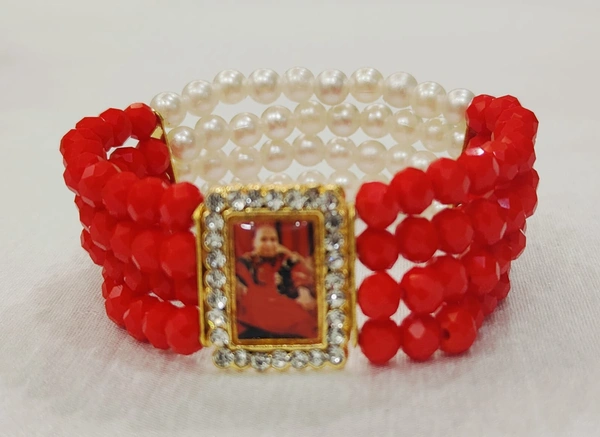 Jai Guruji Bracelet  - Red, Free Size