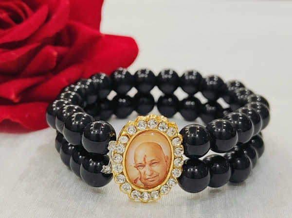 Jai Guruji Bracelet  - Black, Free Size