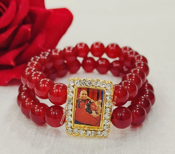 Jai Guruji Bracelet  - Maroon, Free Size