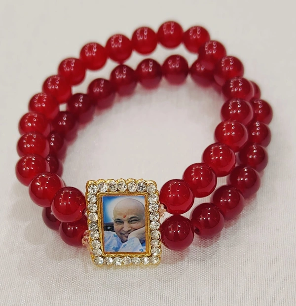 Jai Guruji Bracelet  - Maroon, Free Size