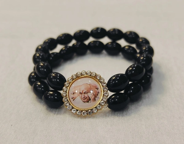 Jai Guruji Black Bracelet  - Black, Free Size