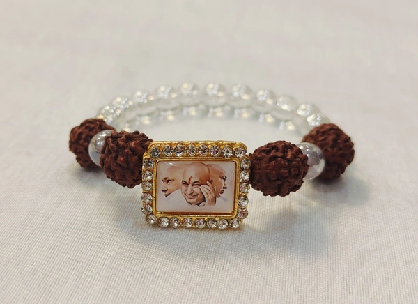 Jai Guruji Rudraksha Bracelet  - White, Free Size