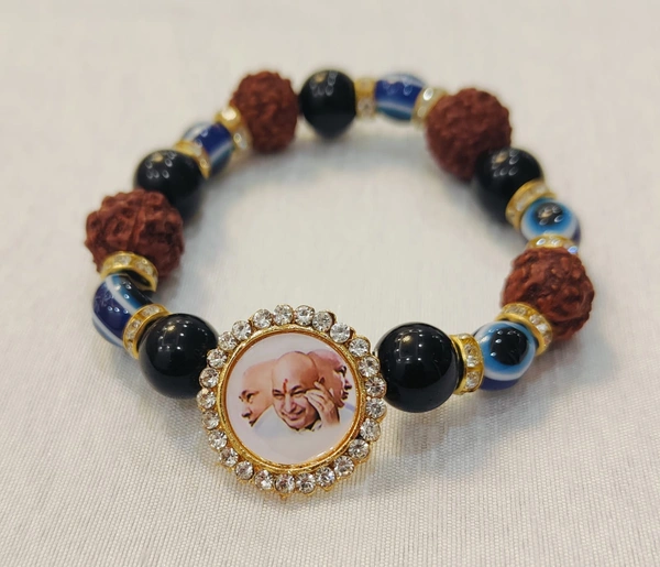 Jai Guruji Black Rudraksha Evil Eye Bracelet - Black, Free Size