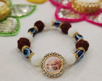 Jai Guruji Rudraksha Bracelet With Evil Eye - White, Free Size