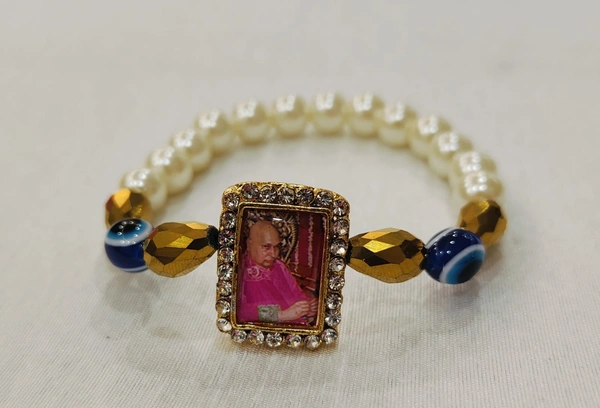 Jai Guruji Bracelet  - White, Free Size