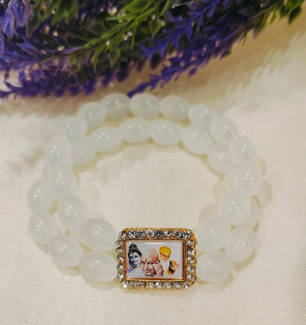 Jai Guruji Bracelet - White, Free Size