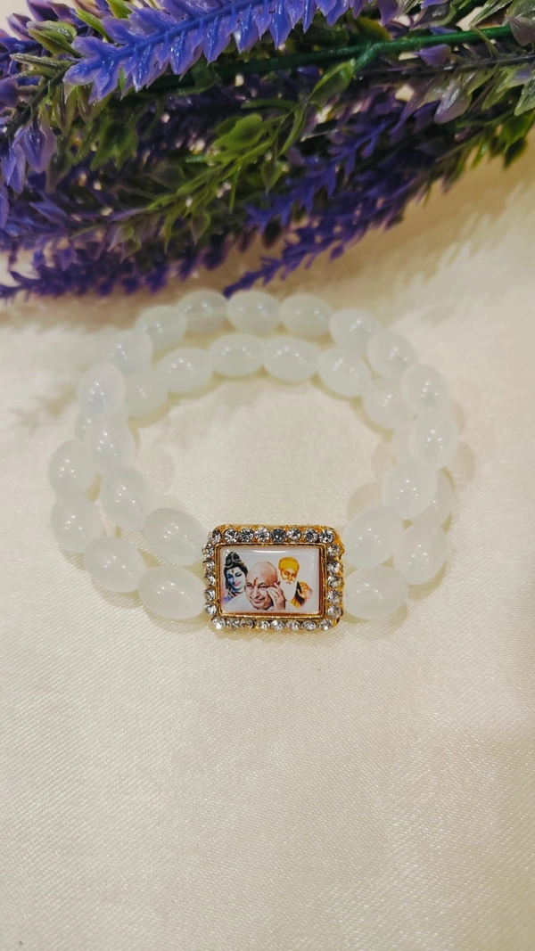 Jai Guruji Bracelet - White, Free Size