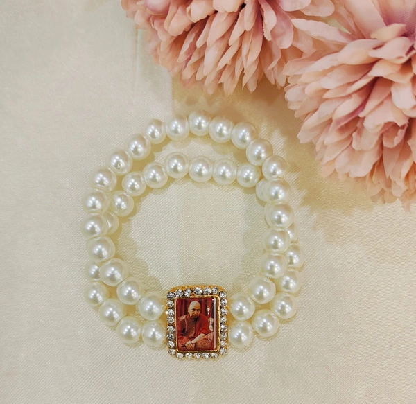 Jai Guruji Pearl Bracelet  - Free Size, White