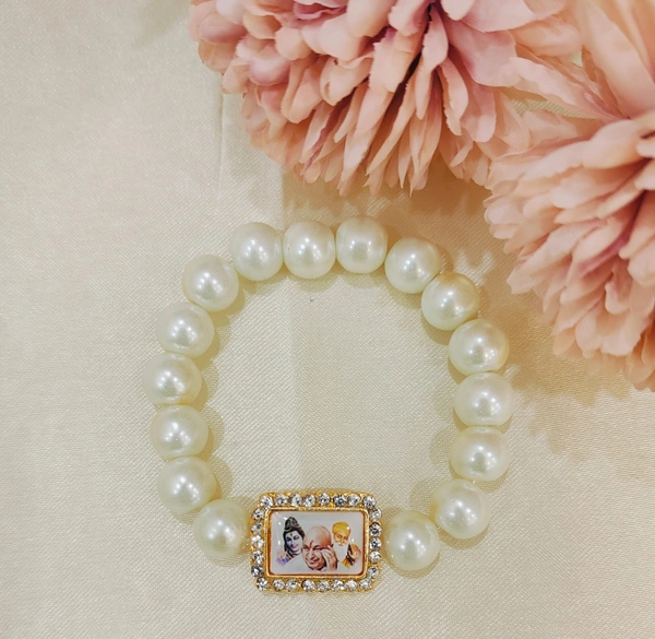 Jai Guruji Pearl Bracelet  - White, Free Size