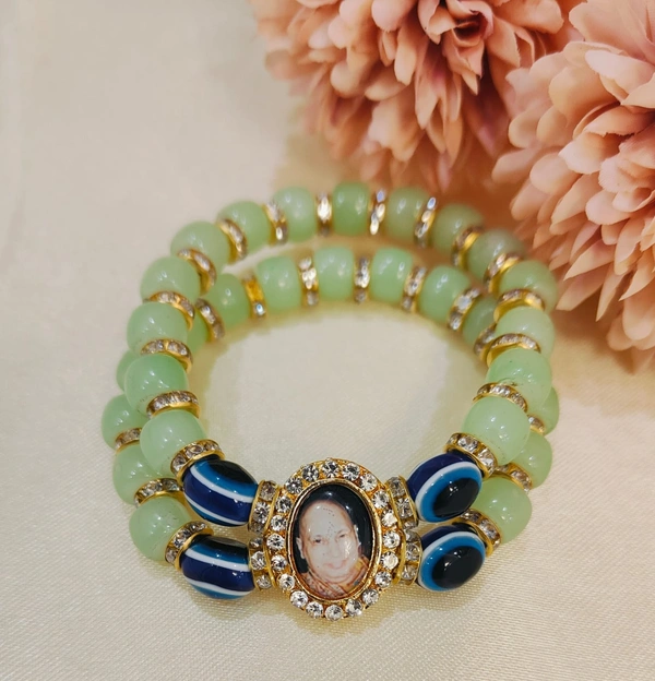 Jai Guruji Evil Eye Bracelet  - Green, Free Size