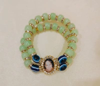 Jai Guruji Evil Eye Bracelet  - Green, Free Size