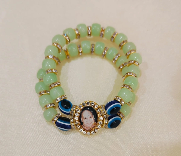 Jai Guruji Evil Eye Bracelet  - Green, Free Size