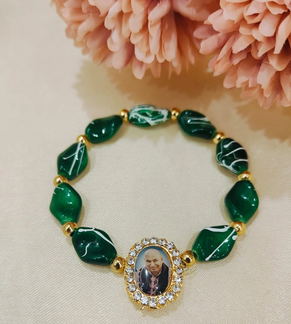 Jai Guruji Bracelet  - Teal, Free Size