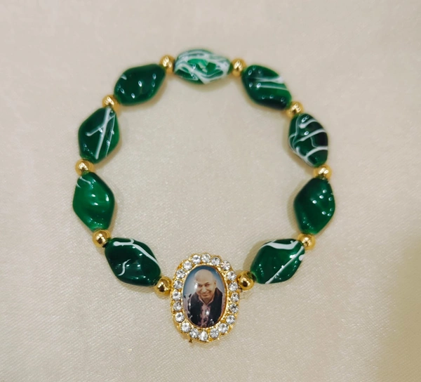 Jai Guruji Bracelet  - Teal, Free Size