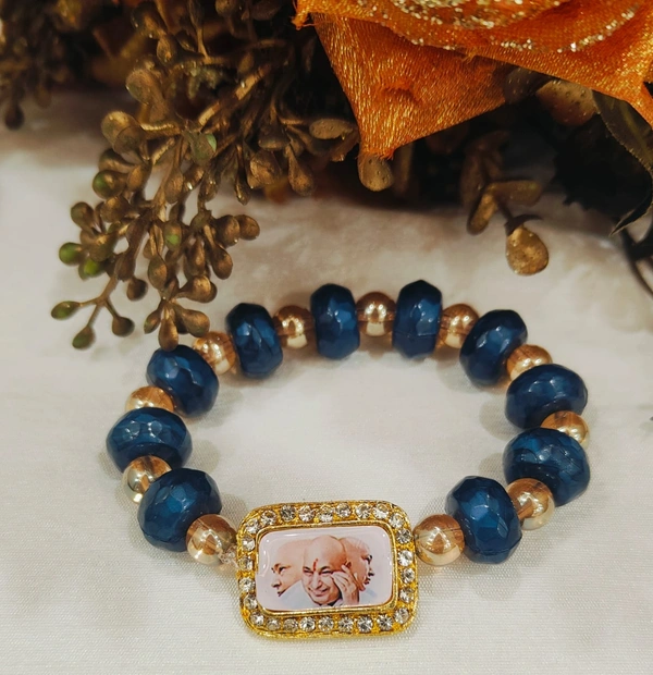 Jai Guruji Monalisa  Bracelet  - Blue, Free Size