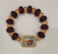 Jai Guruji Monalisa  Bracelet  - Maroon, Free Size
