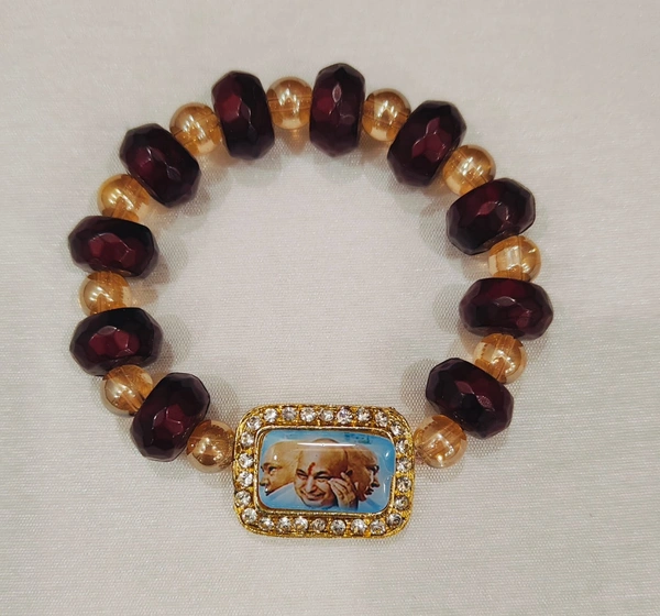 Jai Guruji Monalisa  Bracelet  - Maroon, Free Size
