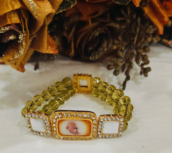 Jai Guruji Bracelet  - Green, Free Size