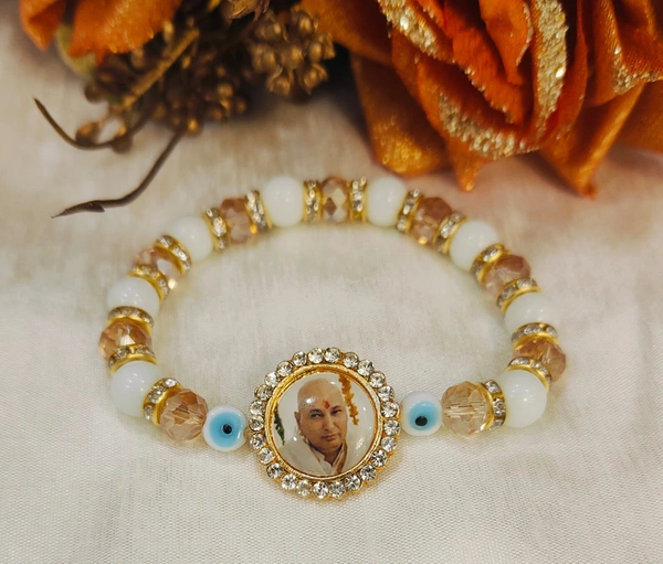 Jai Guruji Evil Eye Bracelet - White, Free Size