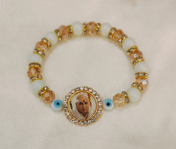 Jai Guruji Evil Eye Bracelet - White, Free Size