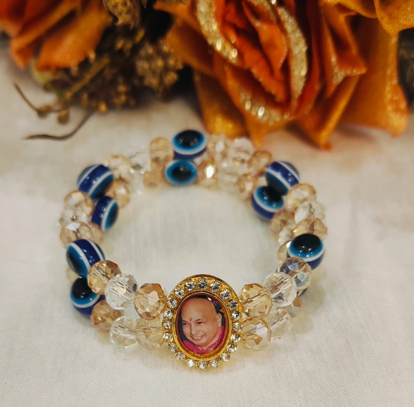 Jai Guruji Bracelet With Evil Eyes - Free Size