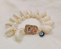 Jai Guruji Shell Bracelet With Evil Eye - White, Free Size