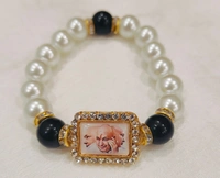 Jai Guruji Pearl And Black Bead Bracelet  - White, Free Size