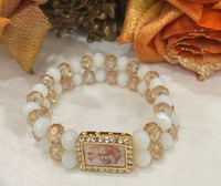 Jai Guruji Crystal Bracelet  - White, Free Size