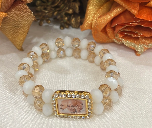 Jai Guruji Crystal Bracelet  - White, Free Size