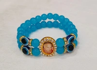Jai Guruji Blue Evil Eye Bracelet  - Fountain Blue, Free Size