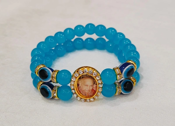 Jai Guruji Blue Evil Eye Bracelet  - Fountain Blue, Free Size