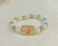 Jai Guruji White And Metal Bead Bracelet  - White, Free Size