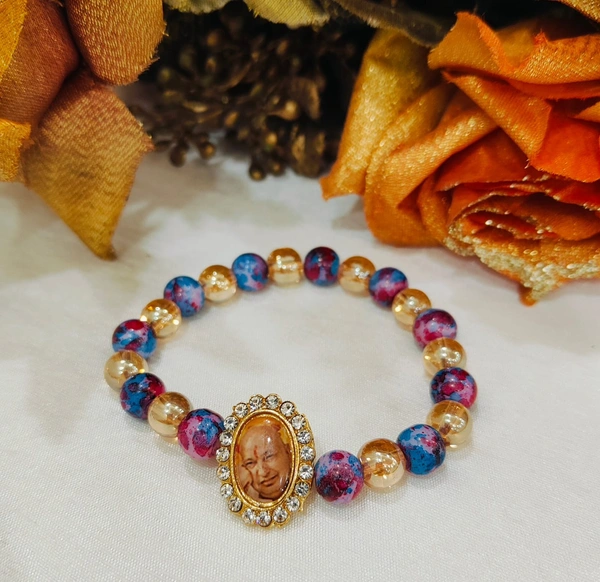 Jai Guruji Marble Beads Bracelet Pack Of 10 Pcs - Free Size