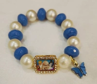 Jai Guruji Blue And White Bracelet  - Free Size