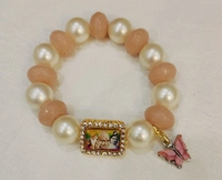 Jai Guruji Peach And White Bracelet - Free Size