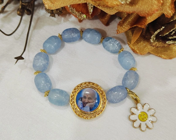 Jai Guruji Light Blue Imported Beads Bracelet  - Free Size