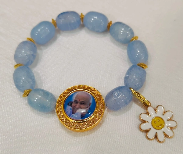 Jai Guruji Light Blue Imported Beads Bracelet  - Free Size
