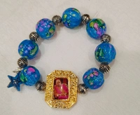 Jai Guruji Star Charm Bracelet  - Free Size, Blue