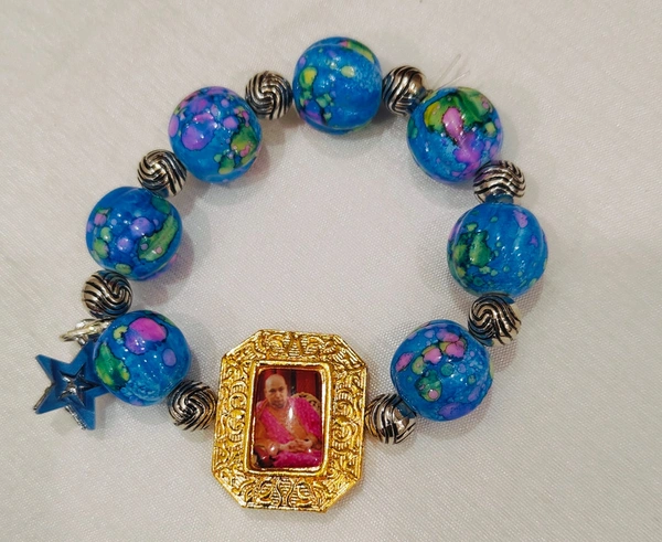 Jai Guruji Star Charm Bracelet  - Free Size, Blue