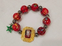 Jai Guruji Star Charm Bracelet  - Red, Free Size