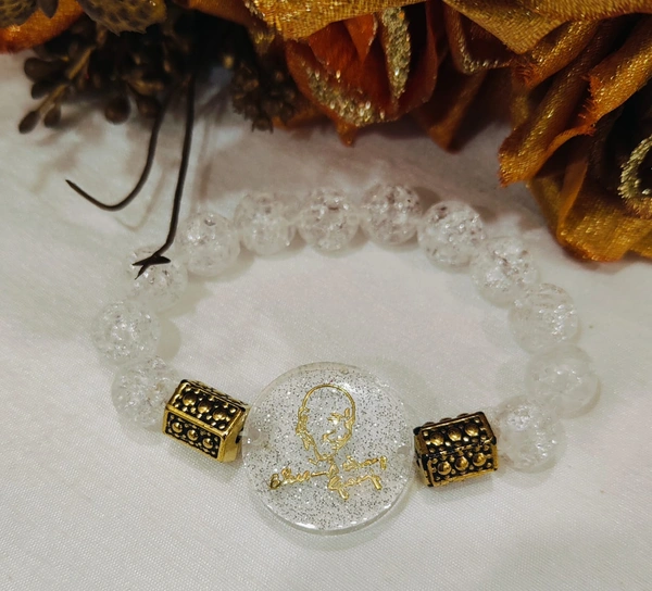 Jai Guruji Resin Bracelet  - White, Free Size