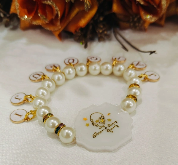 Jai Guruji Resin Bracelet- Single Piece  - White, Free Size